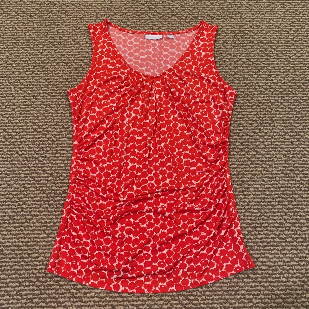 NY & Co red and white sleeveless blouse